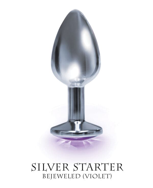 The 9's The Silver Starter Bejeweled Round Stainless Steel Plug - Violet - Image 2
