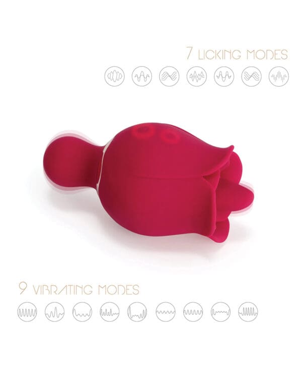 Sylvia Tongue Licking Rose Vibrator - Red - Image 2