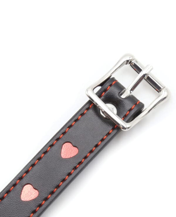 Plesur Heart Ball Gag w/Red Hearts - Black - Image 5