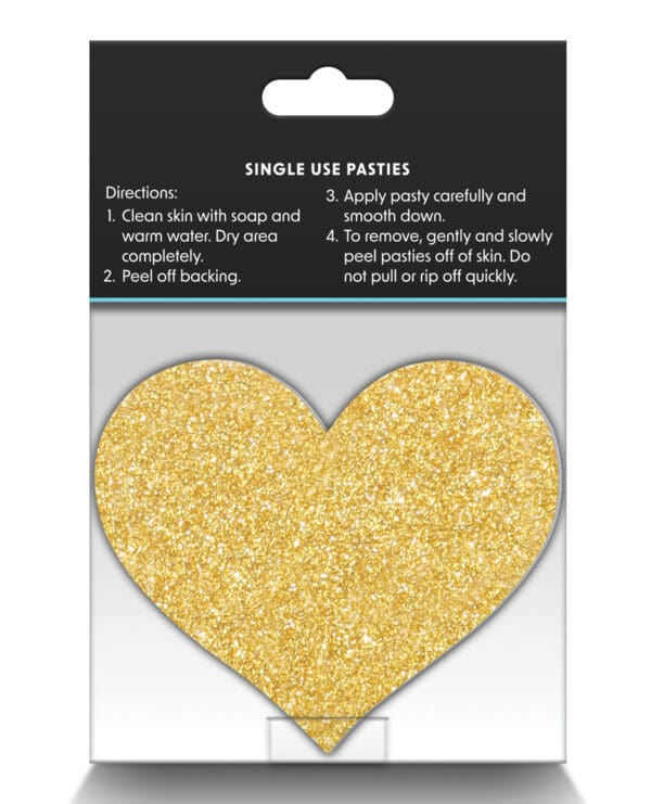 Pretty Pasties Glitter Hearts Black/Gold - 2 Pair - Image 2
