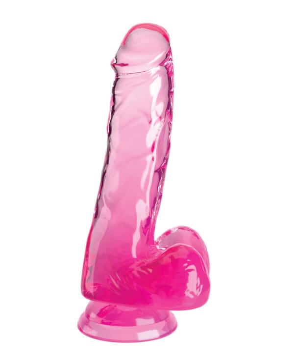 King Cock Clear 6" Cock w/Balls - Pink - Image 2