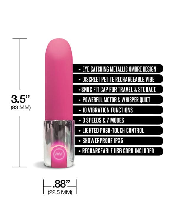Nixie Smooch Rechargeable Lipstick Vibrator - Pink Ombre - Image 5