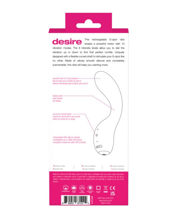 VeDo Desire Rechargeable G-Spot Vibe - Pink - Image 5
