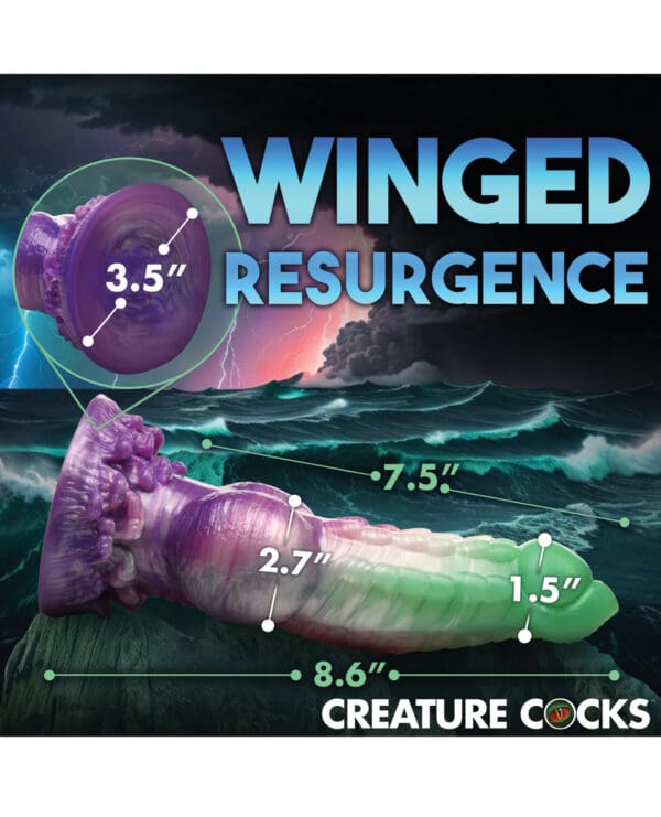 Creature Cocks Aqua Phoenix Silicone Dildo - Multi Color - Image 5