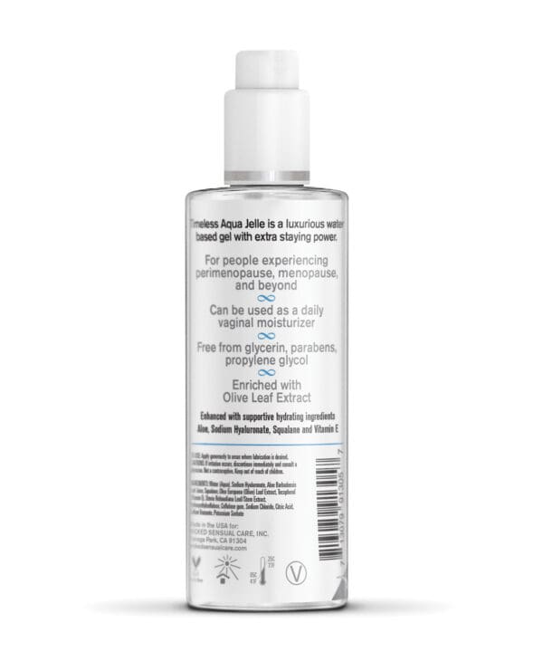 Wicked Sensual Care Simply Timeless Aqua Jelle Water Based Lubricant - 4 oz - Image 2