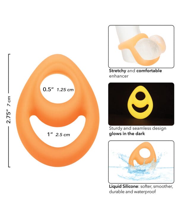 Alpha Liquid Silicone Glow in the Dark Teardrop Cock Ring - Image 3