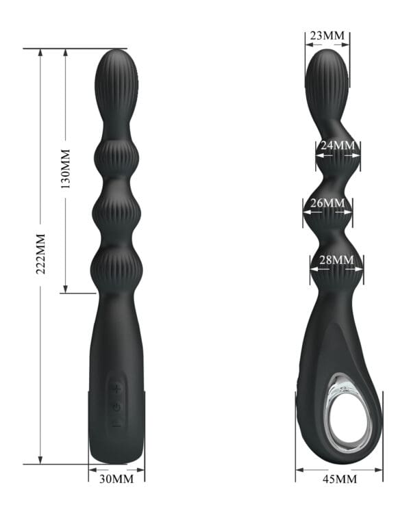 Pretty Love Federer Vibrating Beaded Anal Probe - Black - Image 5