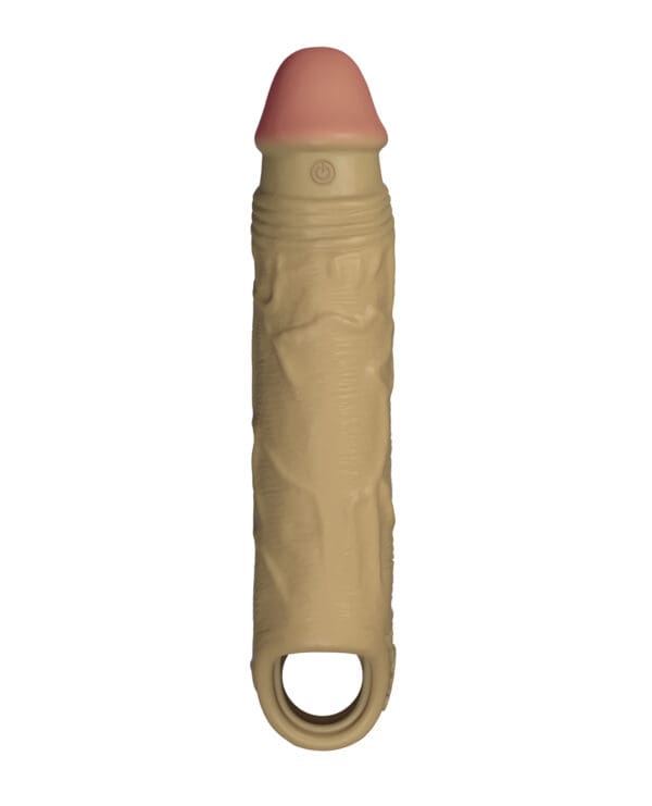Shaft Flexskin Liquid Silicone 7.8" Vibrating Sheath - Oak - Image 2
