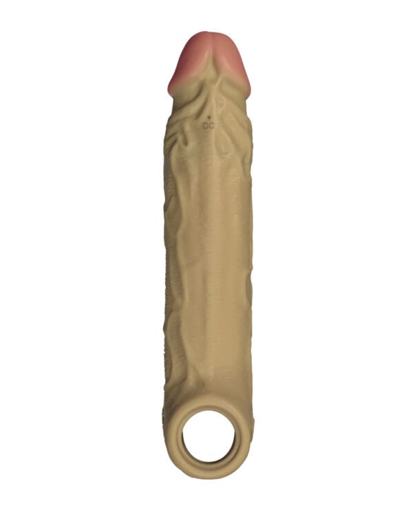 Shaft Flexskin Liquid Silicone 7.8" Vibrating Sheath - Oak - Image 3
