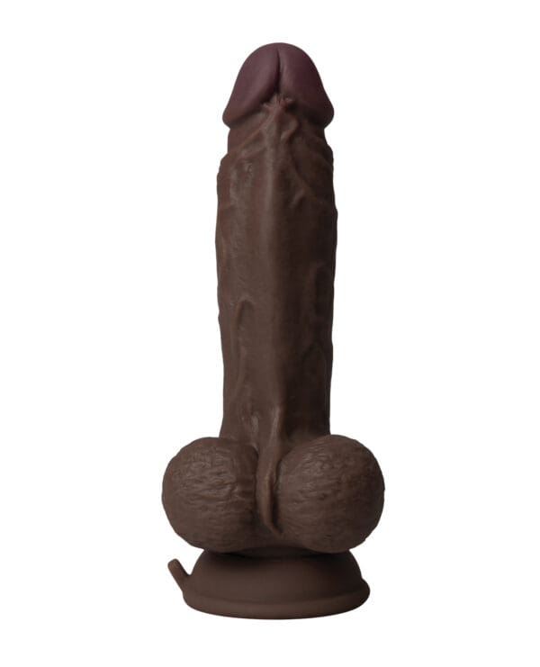 Shaft Flexskin Liquid Silicone 7.5" Vibrating Dong w/Balls - Mahogany - Image 3
