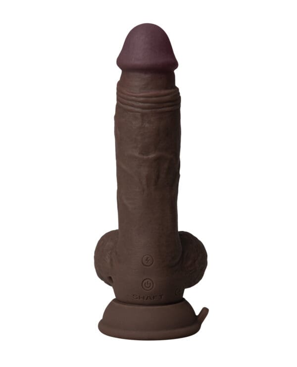 Shaft Flexskin Liquid Silicone 7.5" Vibrating Dong w/Balls - Mahogany - Image 4