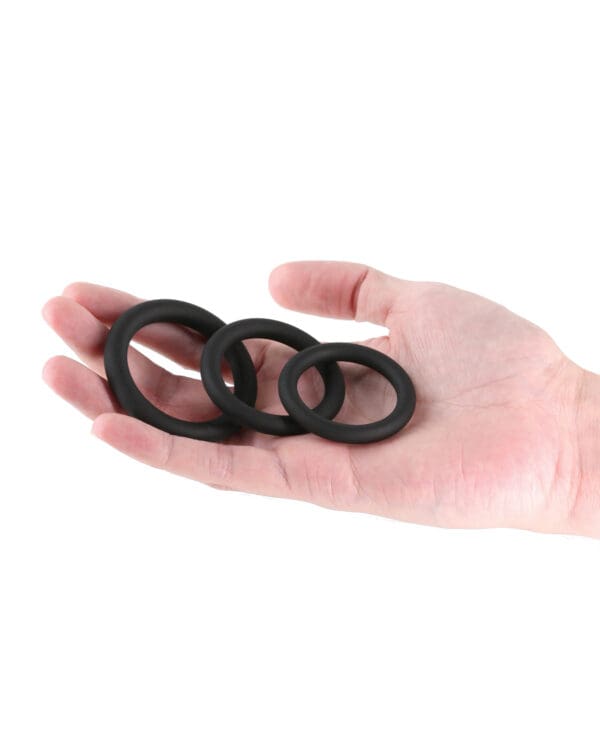 Renegade Slim Cock Rings - Black, 3 pc Set - Image 3