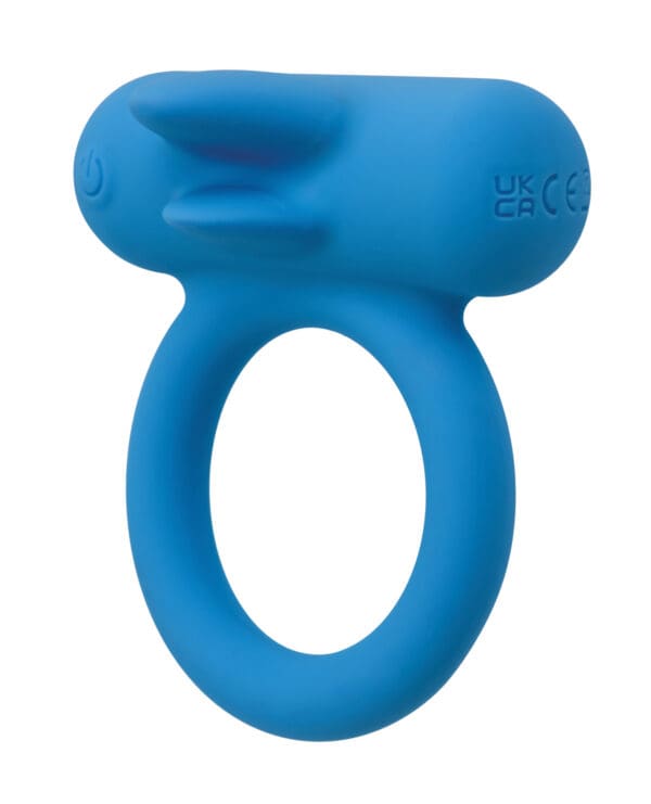 Couple's Enhancer Silicone Rechargeable Double Trouble Enhancer w/Flickering Dual Teasers - Blue - Image 2