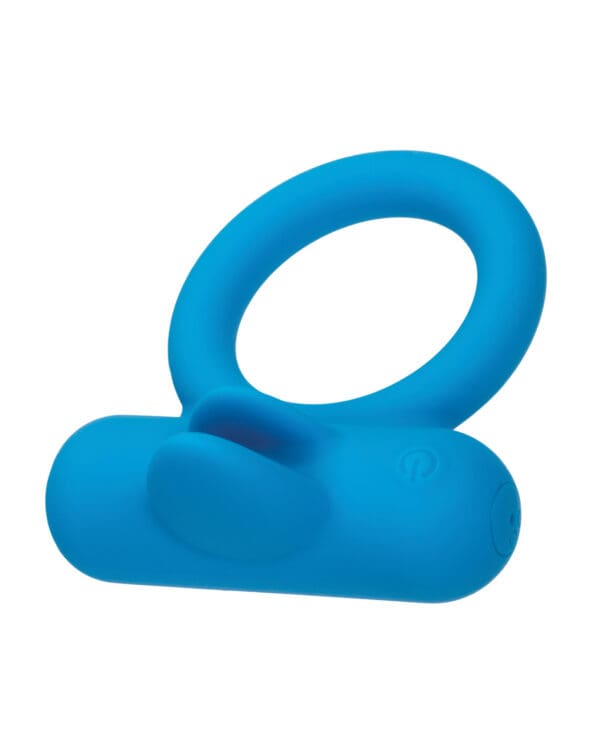 Couple's Enhancer Silicone Rechargeable Double Trouble Enhancer w/Flickering Dual Teasers - Blue - Image 3