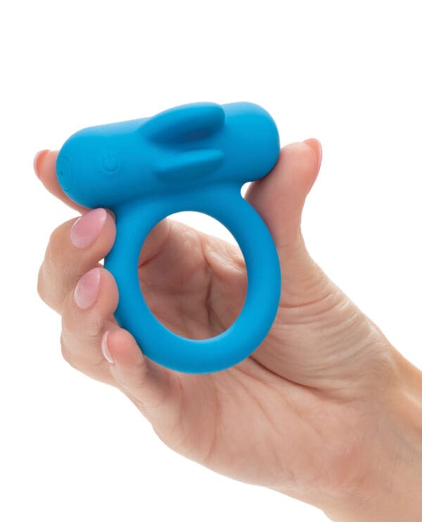 Couple's Enhancer Silicone Rechargeable Double Trouble Enhancer w/Flickering Dual Teasers - Blue - Image 4