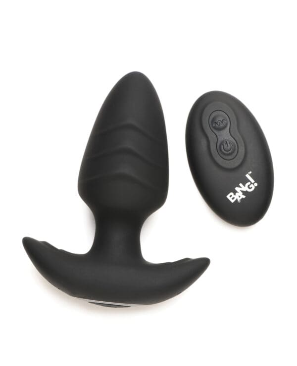 Bang! Rotating & Vibrating Tapered Butt Plug w/Remote - Black - Image 2