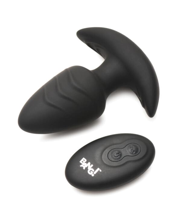 Bang! Rotating & Vibrating Tapered Butt Plug w/Remote - Black - Image 3