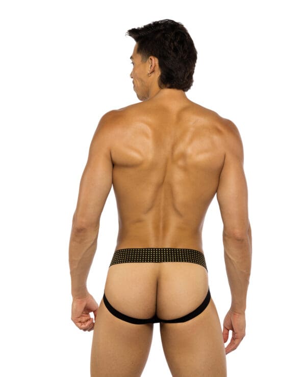 Sacred Heart Jockstrap w/Contoured Pouch & Studded Elastic Waist - Black MD - Image 2