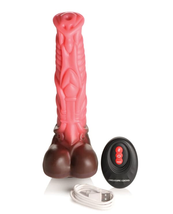Creature Cocks Deluxe Centaur Thrusting & Vibrating Silicone Dildo w/Remote Control - Peach/Brown - Image 2