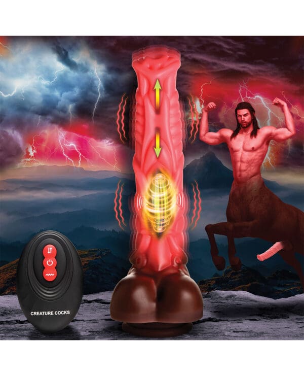 Creature Cocks Deluxe Centaur Thrusting & Vibrating Silicone Dildo w/Remote Control - Peach/Brown - Image 5