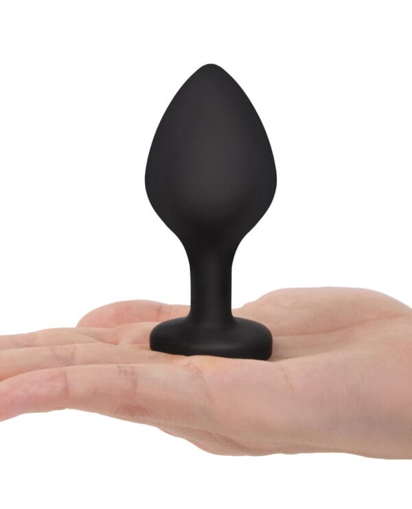Gemsations 3 pc 2.75" & 3.15" & 3.7" Silicone Bling Bling Heart Butt Plug Training Set - Black - Image 4