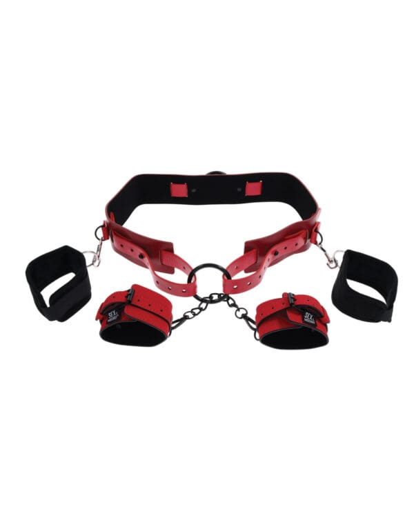 Sex & Mischief Ex's & Oh's Bound & Belted - Red/Black - Image 4