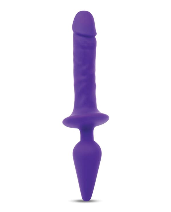 Together Double Pleasure 11"  Double-Ended Dildo & Butt Plug - Purple - Image 2