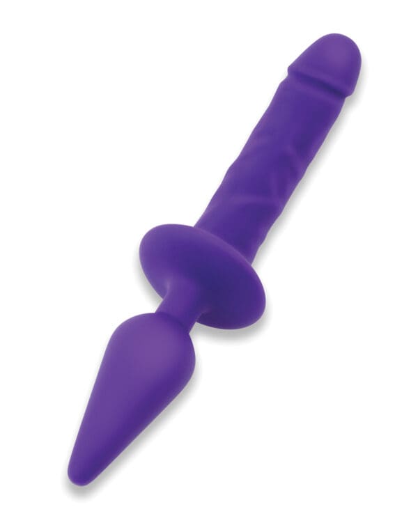 Together Double Pleasure 11"  Double-Ended Dildo & Butt Plug - Purple - Image 3