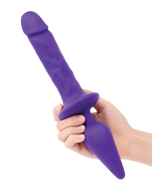 Together Double Pleasure 11"  Double-Ended Dildo & Butt Plug - Purple - Image 4