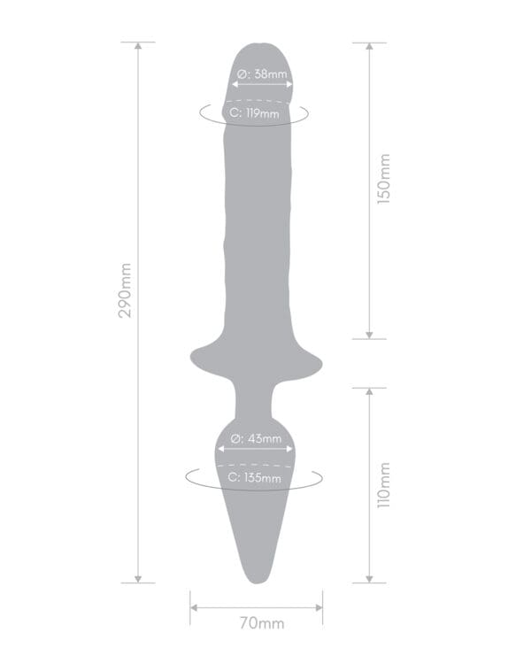 Together Double Pleasure 11"  Double-Ended Dildo & Butt Plug - Purple - Image 5