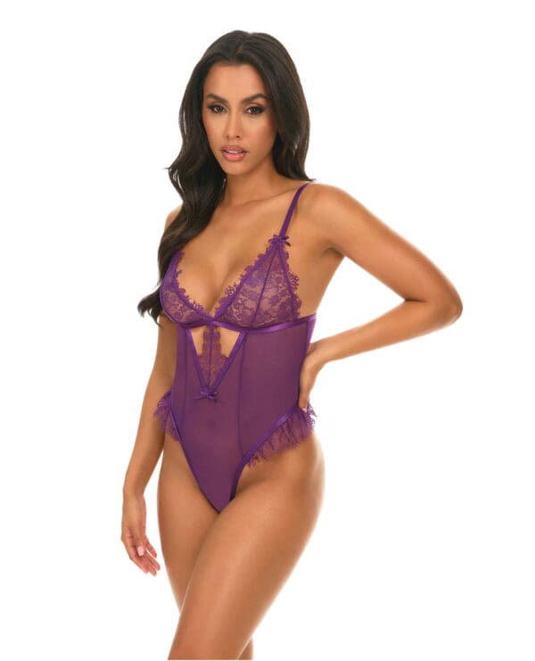 Katana Mesh & Lace Teddy - Purple S/M - Image 2