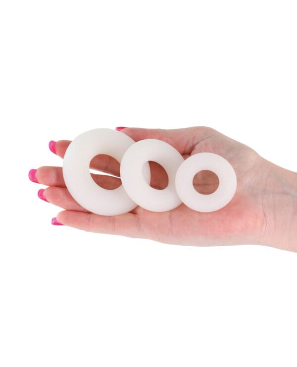 Firefly Glow in the Dark Bubble Cock Rings - White, Pack of 3 - Image 4