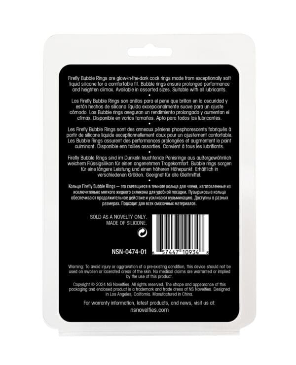 Firefly Glow in the Dark Bubble Cock Rings - White, Pack of 3 - Image 5