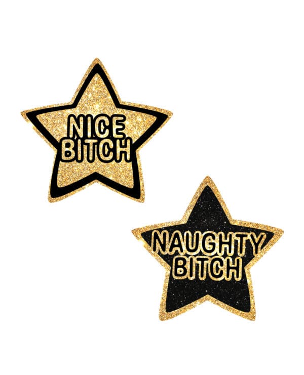 Neva Nude Nice / Naughty Bitch Glitter Stars - Black/Gold O/S - Image 2