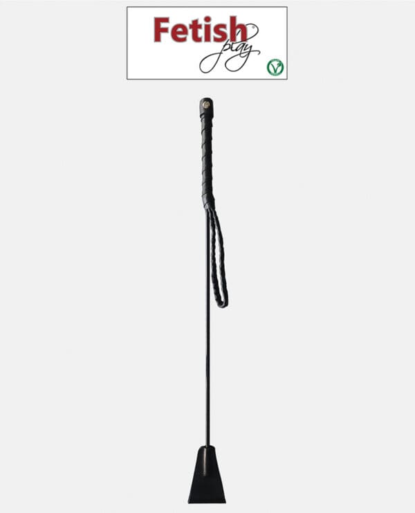 Rouge Fetish Play Vegan Leather Riding Crop - Black - Image 2