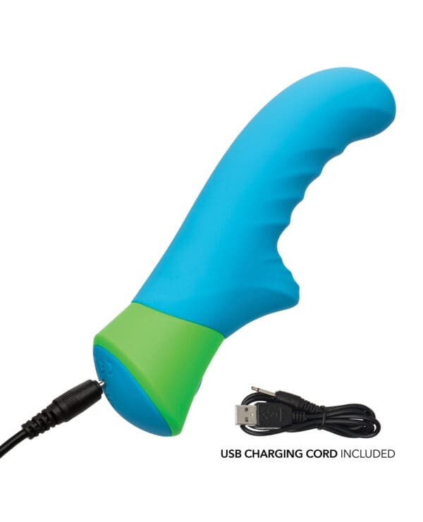 Rave Ridged-G Massager w/Rippled Shaft & Stimulator - Blue/Green - Image 4