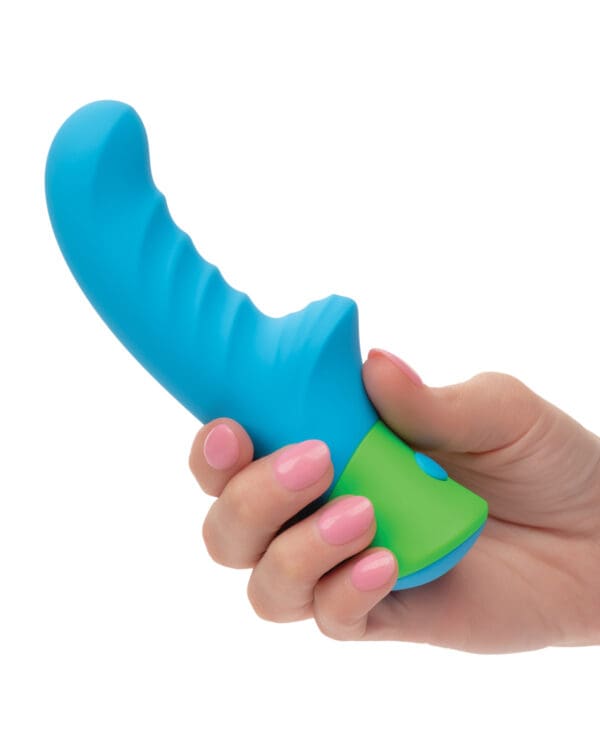 Rave Ridged-G Massager w/Rippled Shaft & Stimulator - Blue/Green - Image 5