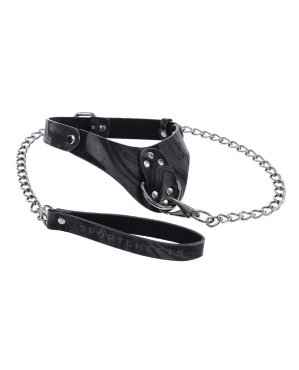 Sportsheets Velvet Noir Collar & Leash - Black - Image 3