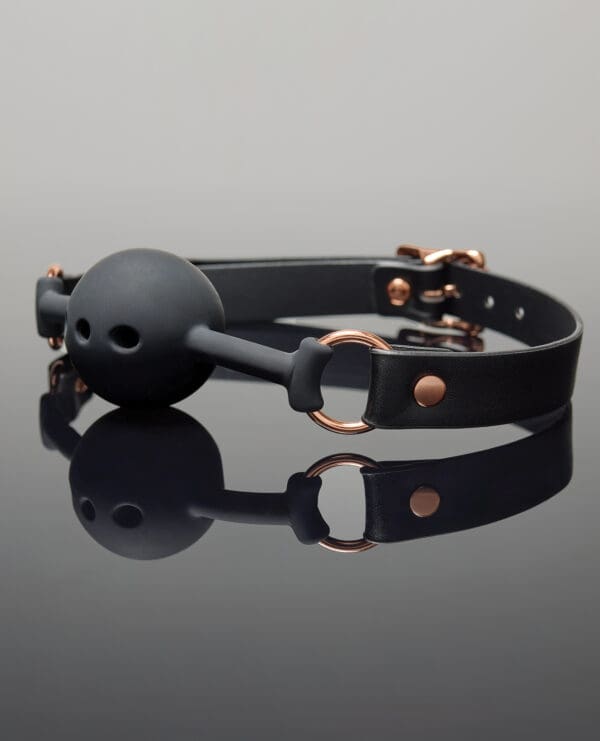 Pleasure Collection Adjustable Ball Gag - Black / Rose Gold O/S - Image 2