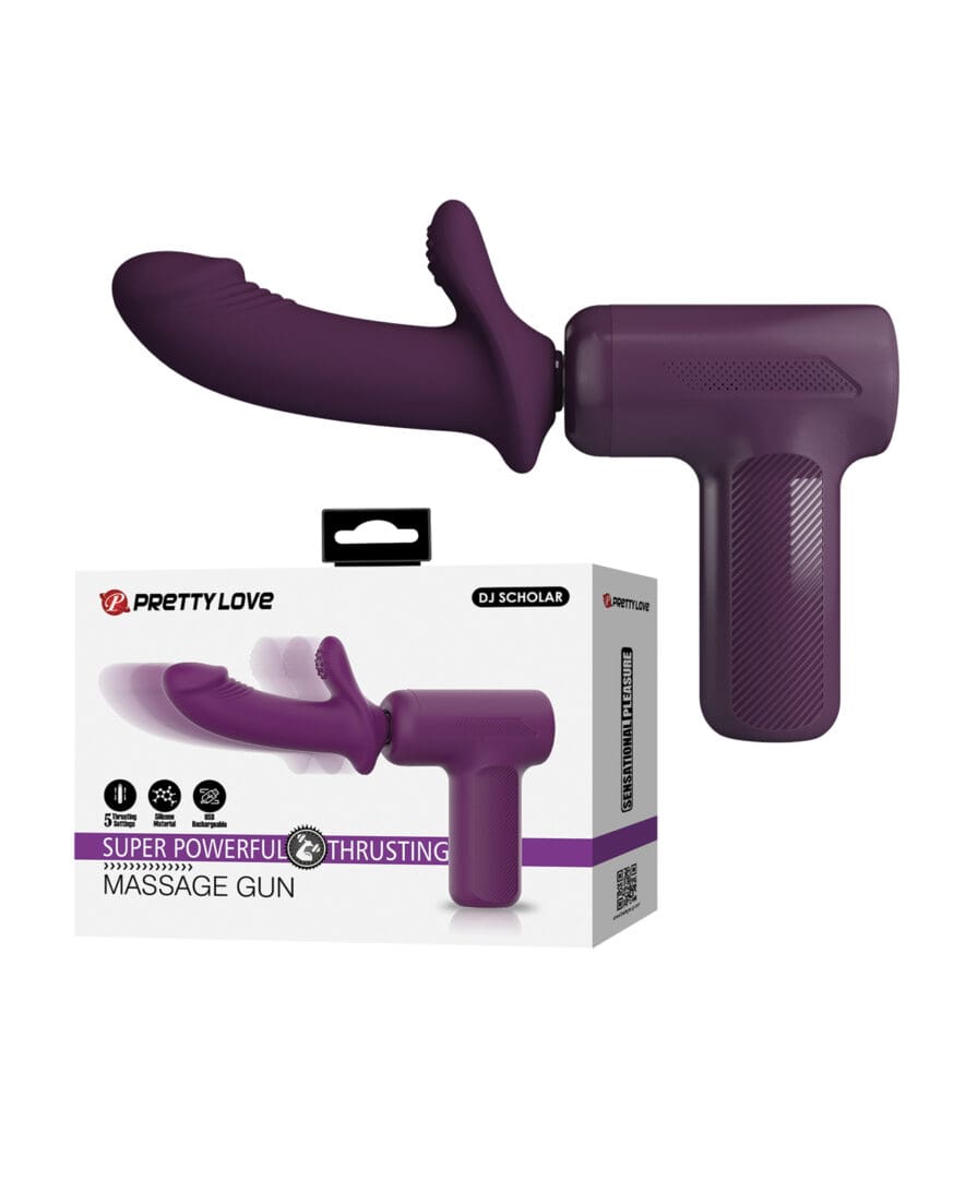 Pretty DJ Scholar Love Dual Thrusting Gun Massager - Purple