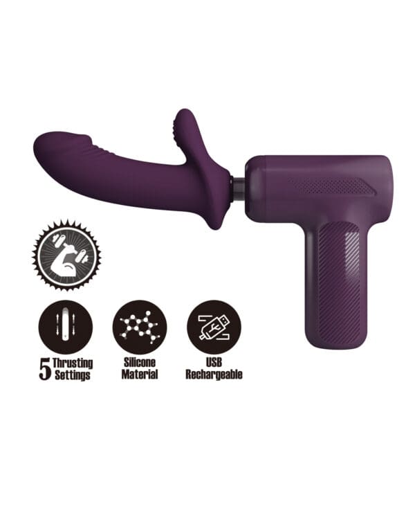 Pretty DJ Scholar Love Dual Thrusting Gun Massager - Purple - Image 5