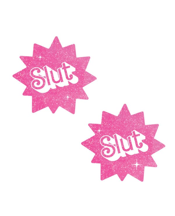 Neva Nude Glitter Slut Fun Pasties - Pink O/S - Image 2