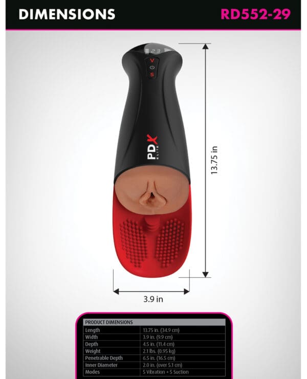 PDX Elite Fuck-O-Matic  Pro XL Pussy Stroker - Brown - Image 5