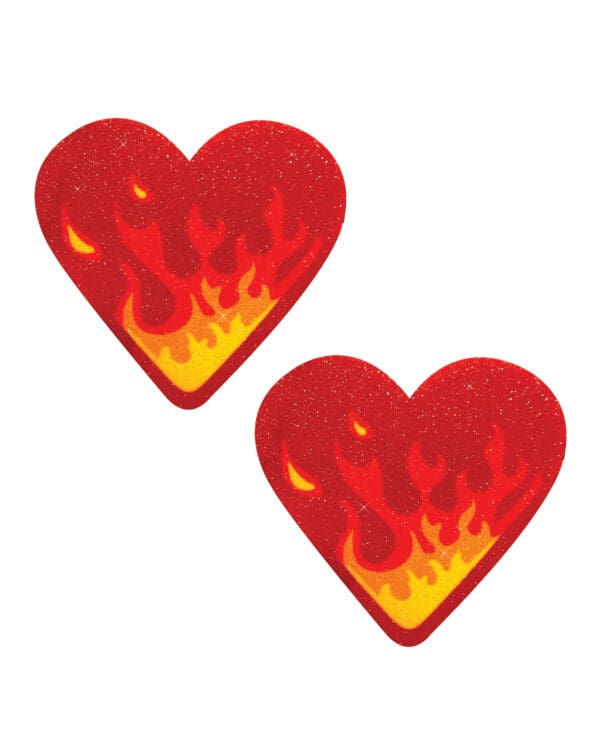 Neva Nude Glitter Flaming Heart Pasties - Red/Orange O/S - Image 2