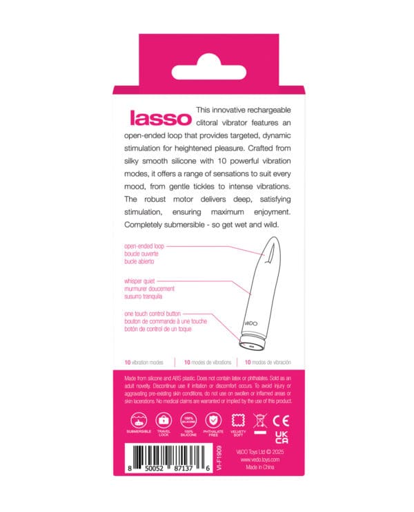 VeDO Lasso Rechargeable Bullet Vibe - Pink - Image 5
