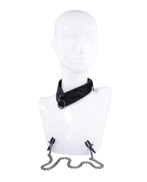 Sportsheets Velvet Noir Collar & Removable Clamps - Black - Image 5