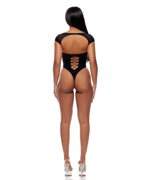 Cross Your Mind Seamless Teddy w/Rhinestone Accents - Black QN - Image 3