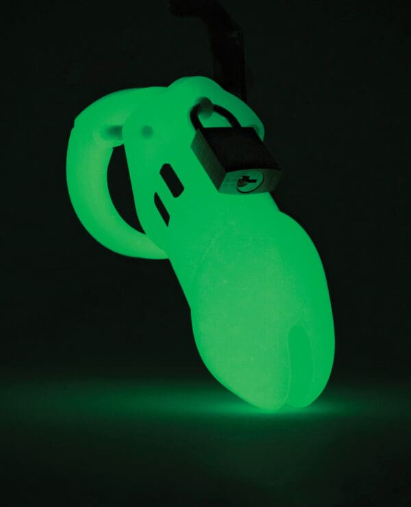 CB-6000 3 1/4" Cock Cage & Lock Set - Glow in the Dark - Image 3