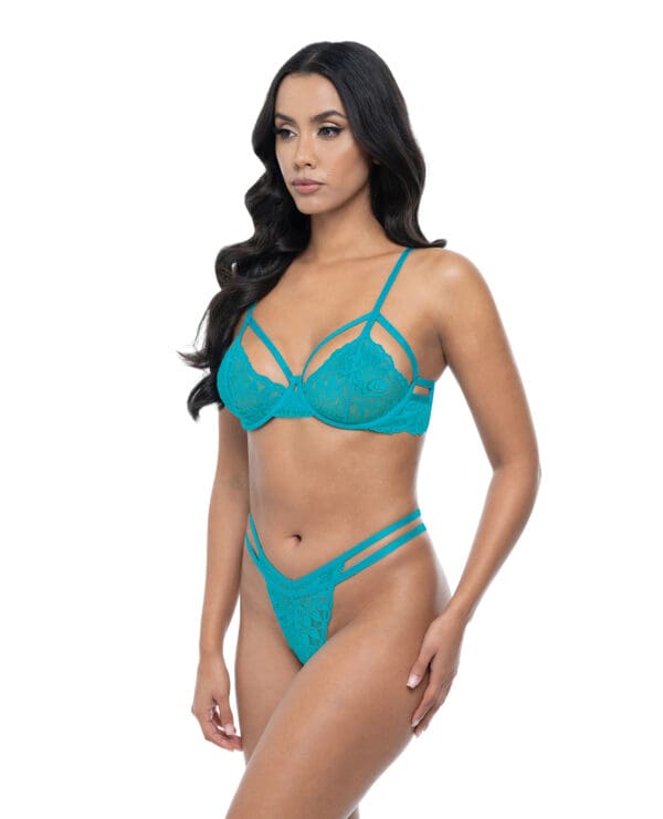 Raya Lace Underwire Bra w/Panty 2 pc Set - Beach Blue L/XL - Image 2