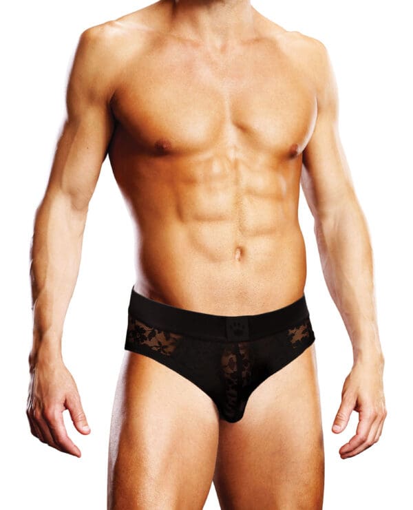 Prowler Lace Open Back Brief - Black XL